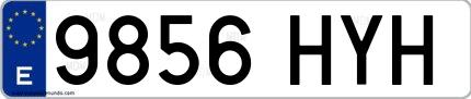 Ejemplo de matrícula española 9856 HYH
