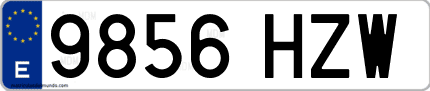 Ejemplo de matrícula de coche ordinaria 9856 HZW
