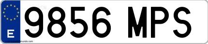 Ejemplo de matrícula española 9856 MPS