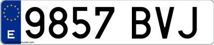 Ejemplo de matrícula española 9857 BVJ