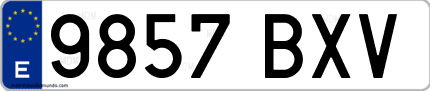 Ejemplo de matrícula de coche ordinaria 9857 BXV