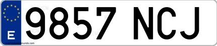 Ejemplo de matrícula española 9857 NCJ