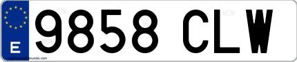 Ejemplo de matrícula española 9858 CLW