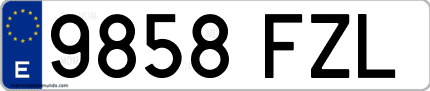 Ejemplo de matrícula de coche ordinaria 9858 FZL