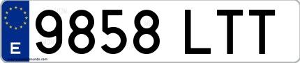 Ejemplo de matrícula española 9858 LTT