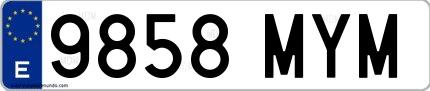 Ejemplo de matrícula española 9858 MYM
