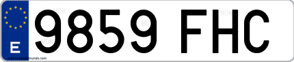 Ejemplo de matrícula de coche ordinaria 9859 FHC