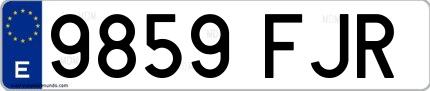 Ejemplo de matrícula española 9859 FJR