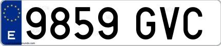 Ejemplo de matrícula española 9859 GVC