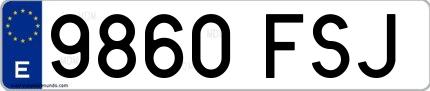 Ejemplo de matrícula española 9860 FSJ