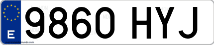 Ejemplo de matrícula de coche ordinaria 9860 HYJ