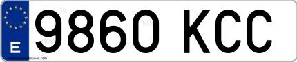 Ejemplo de matrícula española 9860 KCC