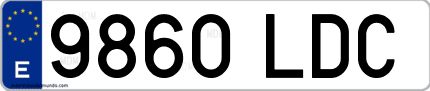 Ejemplo de matrícula de coche ordinaria 9860 LDC