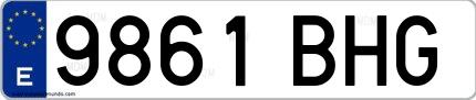 Ejemplo de matrícula española 9861 BHG