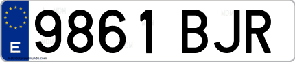 Ejemplo de matrícula de coche ordinaria 9861 BJR