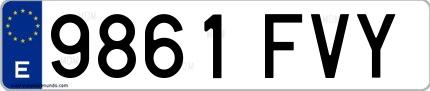 Ejemplo de matrícula española 9861 FVY
