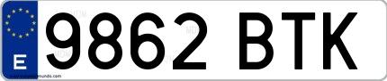 Ejemplo de matrícula española 9862 BTK