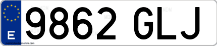 Ejemplo de matrícula de coche ordinaria 9862 GLJ