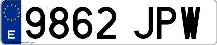 Ejemplo de matrícula española 9862 JPW