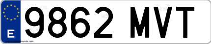 Ejemplo de matrícula de coche ordinaria 9862 MVT