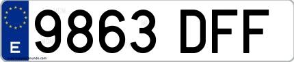 Ejemplo de matrícula española 9863 DFF