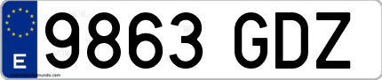 Ejemplo de matrícula de coche ordinaria 9863 GDZ