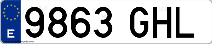 Ejemplo de matrícula de coche ordinaria 9863 GHL