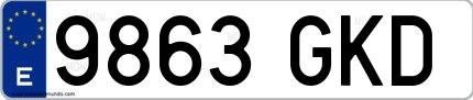 Ejemplo de matrícula española 9863 GKD