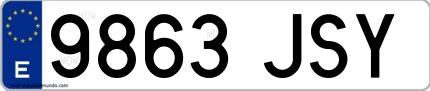 Ejemplo de matrícula española 9863 JSY