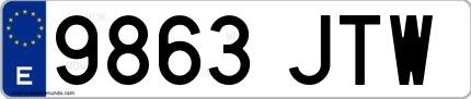 Ejemplo de matrícula española 9863 JTW