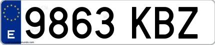 Ejemplo de matrícula española 9863 KBZ