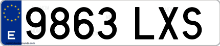 Ejemplo de matrícula de coche ordinaria 9863 LXS