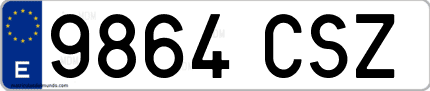 Ejemplo de matrícula de coche ordinaria 9864 CSZ