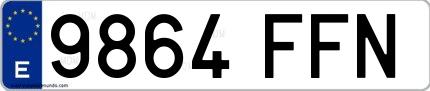 Ejemplo de matrícula española 9864 FFN