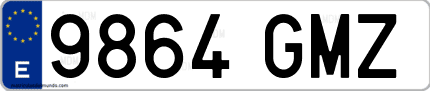 Ejemplo de matrícula de coche ordinaria 9864 GMZ