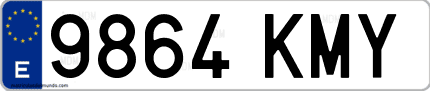 Ejemplo de matrícula de coche ordinaria 9864 KMY