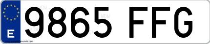 Ejemplo de matrícula española 9865 FFG
