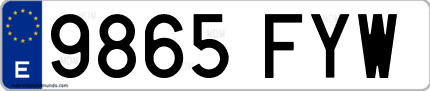 Ejemplo de matrícula de coche ordinaria 9865 FYW