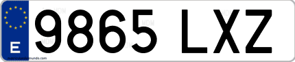 Ejemplo de matrícula de coche ordinaria 9865 LXZ
