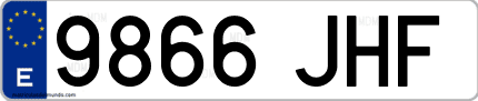 Ejemplo de matrícula de coche ordinaria 9866 JHF