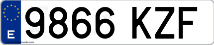 Ejemplo de matrícula de coche ordinaria 9866 KZF