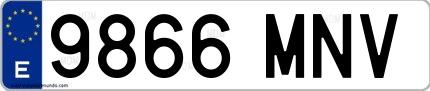 Ejemplo de matrícula española 9866 MNV