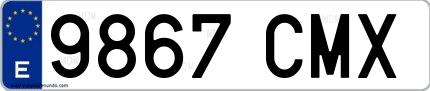 Ejemplo de matrícula española 9867 CMX