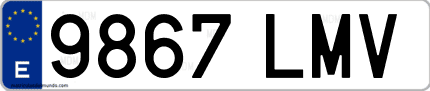 Ejemplo de matrícula de coche ordinaria 9867 LMV