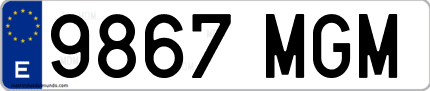 Ejemplo de matrícula de coche ordinaria 9867 MGM
