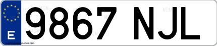 Ejemplo de matrícula española 9867 NJL