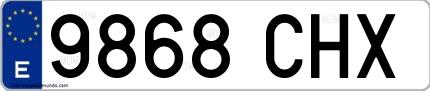 Ejemplo de matrícula española 9868 CHX