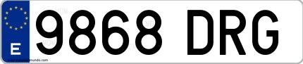 Ejemplo de matrícula española 9868 DRG