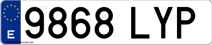Ejemplo de matrícula de coche ordinaria 9868 LYP