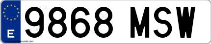 Ejemplo de matrícula española 9868 MSW